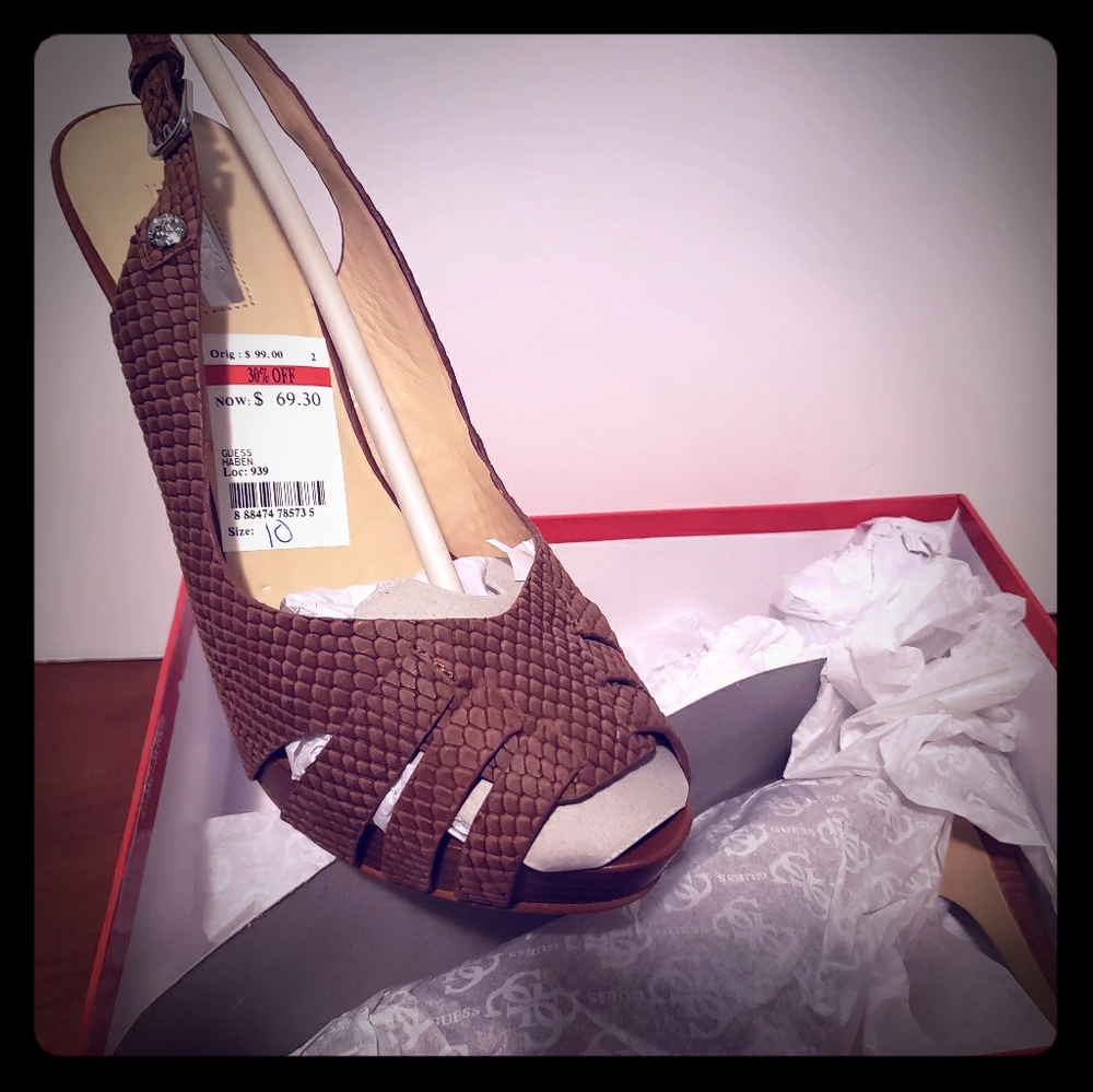 Guess GWHaben Dark Brown Leather Heels